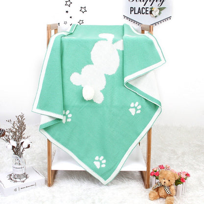 Baby Cartoon Rabbit & Footprints Embroidered Graphic 3D Tail Blanket-9