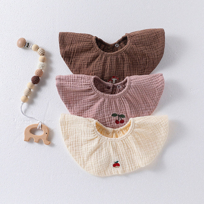 Simple Embroidered Cotton Baby Bib-0