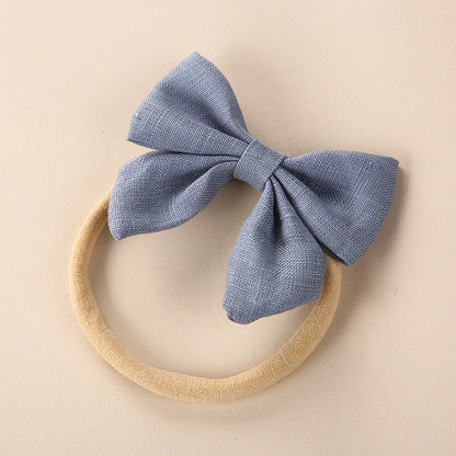 Baby Solid Color 3D Bow Handmade Elastic Headband-7