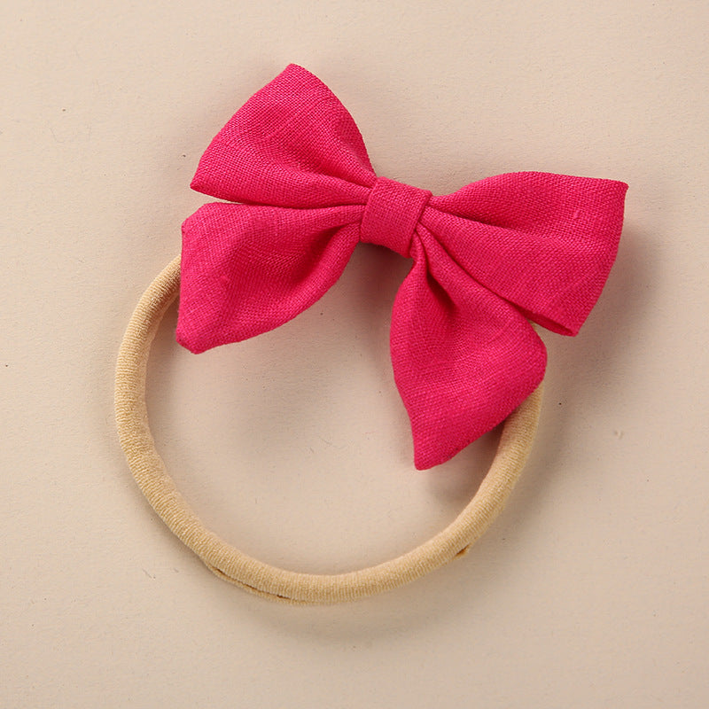 Baby Solid Color 3D Bow Handmade Elastic Headband-21