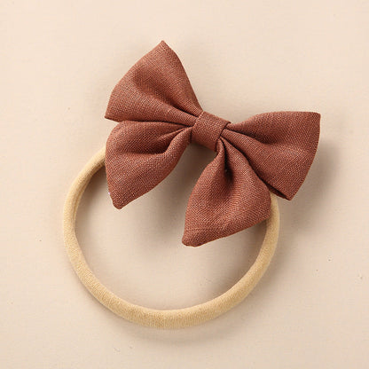 Baby Solid Color 3D Bow Handmade Elastic Headband-18