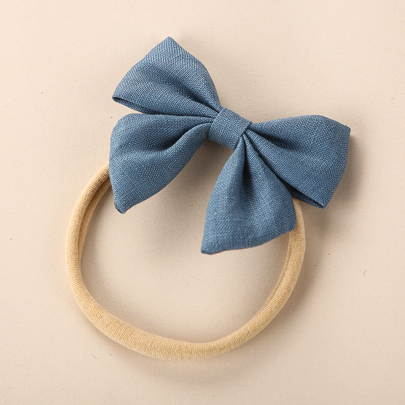 Baby Solid Color 3D Bow Handmade Elastic Headband-14