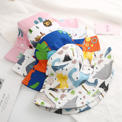 Baby Boy Cartoon Animal & Cactus Pattern Sunshade Bowl Hats-1