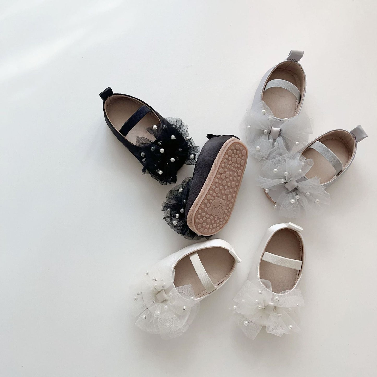 Spring and Summer Baby Girl Fashion Beaded Tulle Patchwork Toddler Soft-Sole Anti-slip Walking Shoes-4