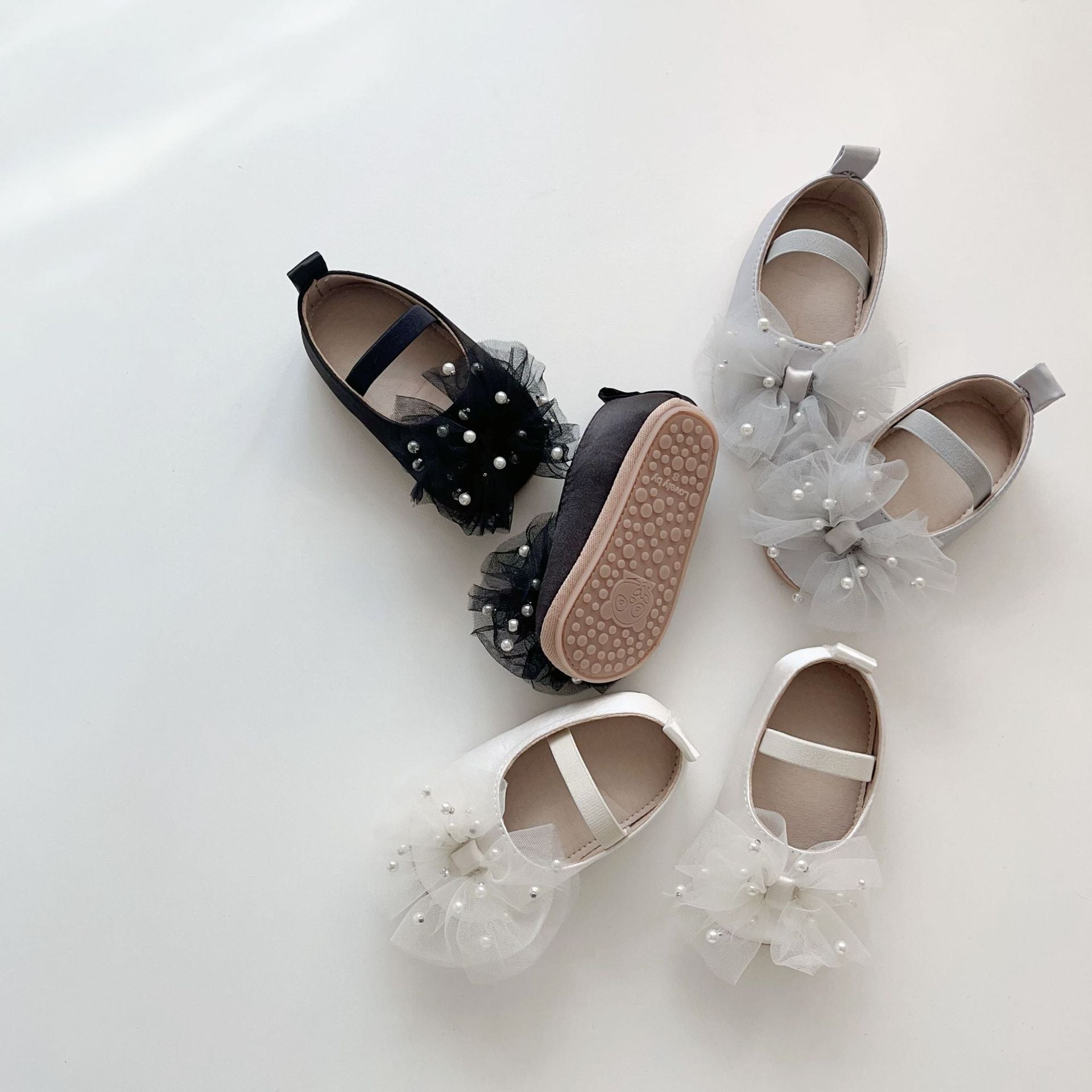 Spring and Summer Baby Girl Fashion Beaded Tulle Patchwork Toddler Soft-Sole Anti-slip Walking Shoes-4