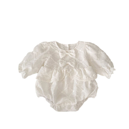 Spring Arrival Baby Girls Long Sleeves Floral Embroidered Bodysuits Onesies-1