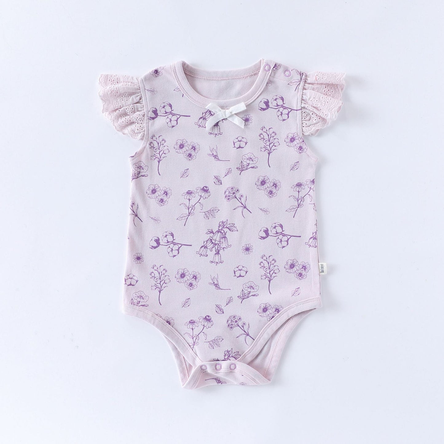 Summer Arrival Baby Girls Fly Sleeves Floral Pattern Onesies Bodysuits-2