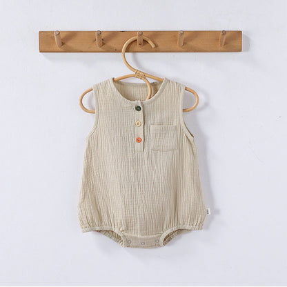 Summer Arrival Baby Unisex Sleeveless Plain Onesies Bodysuits-1