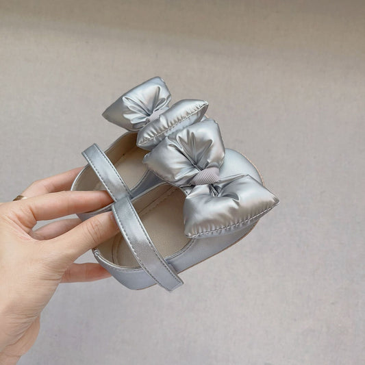 Autumn Baby Girl Butterfly Bow Attached Toddler Soft-Sole Anti-slip Walking Shoes-1