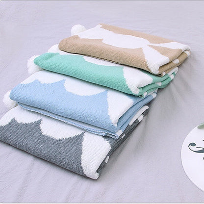 Baby Cartoon Rabbit & Footprints Embroidered Graphic 3D Tail Blanket-0