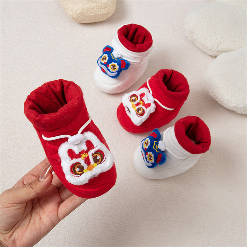 Winter Hot Selling Baby Animals Cartoon Pattern Thicken Cotton-padded Fleece-lined Warm Shoes-1