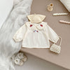 Autumn Arrival Baby Kids Girls Comfortable Simple Rabbits and Vegetable Pattern Long Sleeves Top Shirt with Collar-1