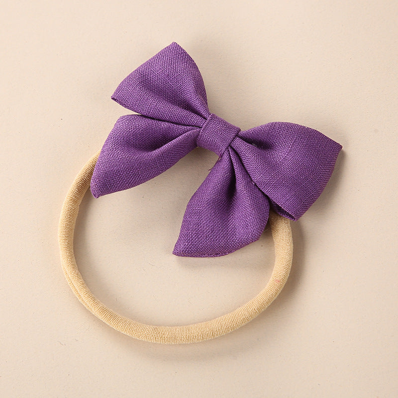 Baby Solid Color 3D Bow Handmade Elastic Headband-9