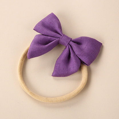 Baby Solid Color 3D Bow Handmade Elastic Headband-9