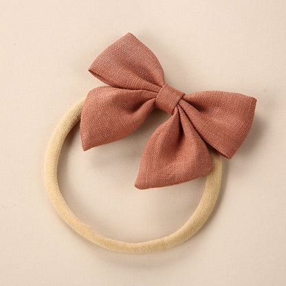 Baby Solid Color 3D Bow Handmade Elastic Headband-8