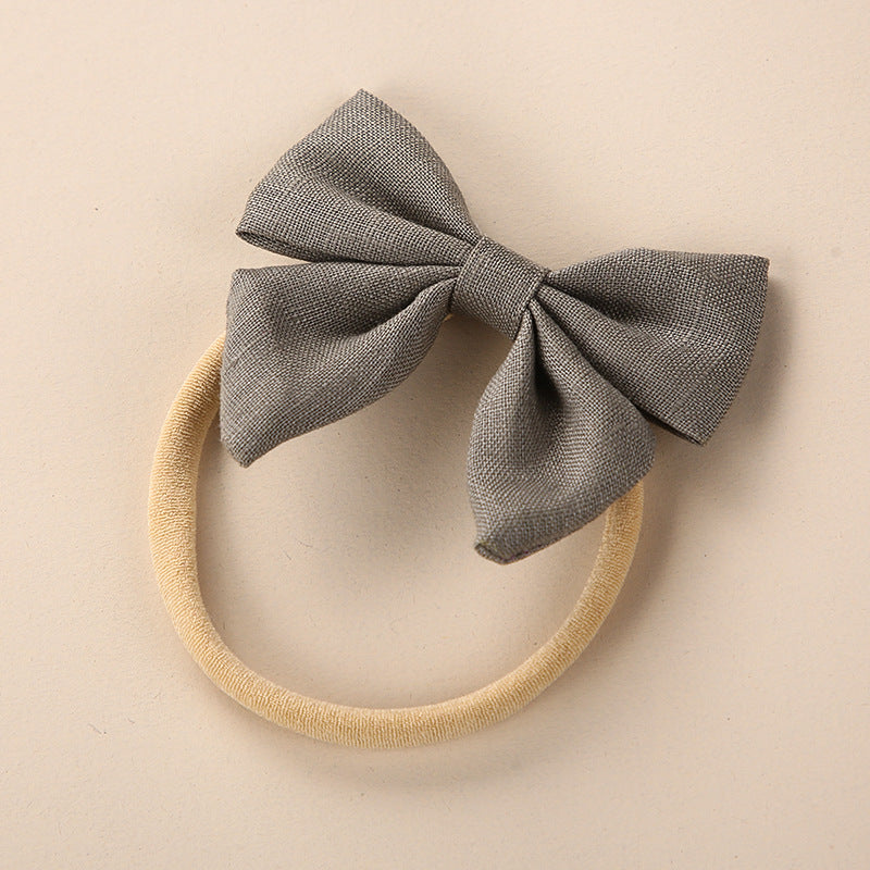 Baby Solid Color 3D Bow Handmade Elastic Headband-11
