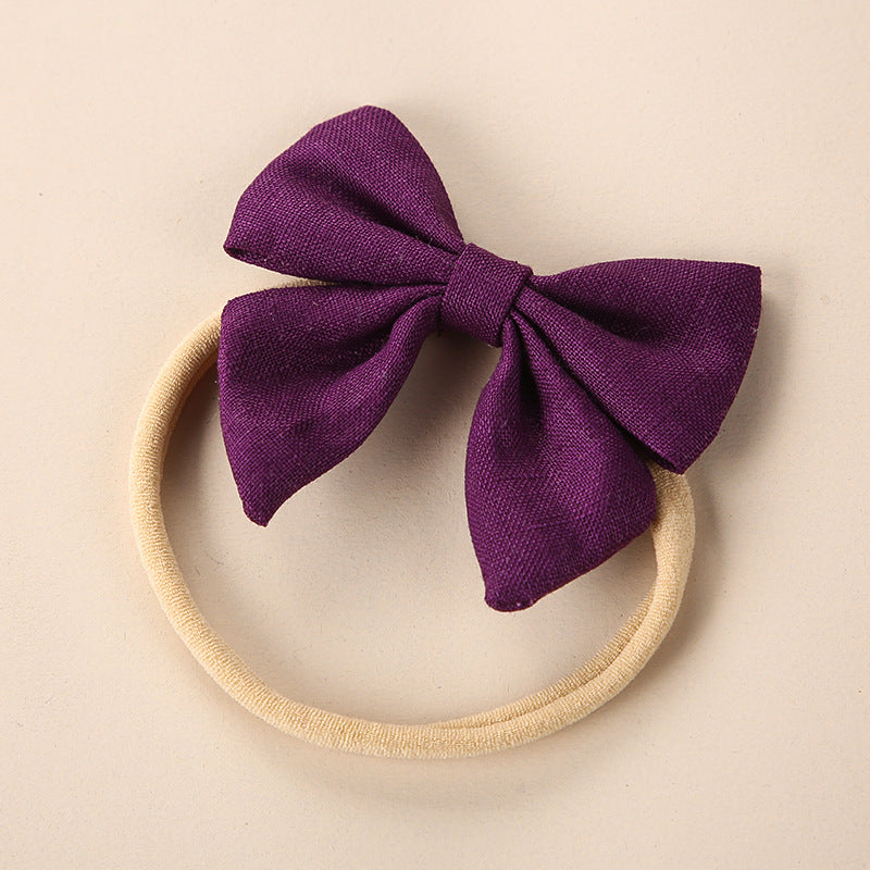Baby Solid Color 3D Bow Handmade Elastic Headband-6