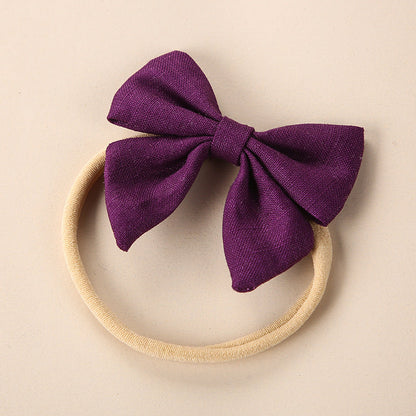 Baby Solid Color 3D Bow Handmade Elastic Headband-6