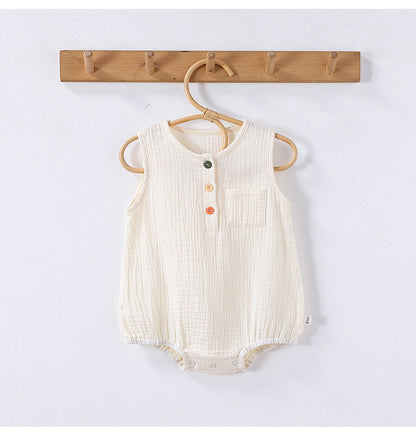 Summer Arrival Baby Unisex Sleeveless Plain Onesies Bodysuits-2