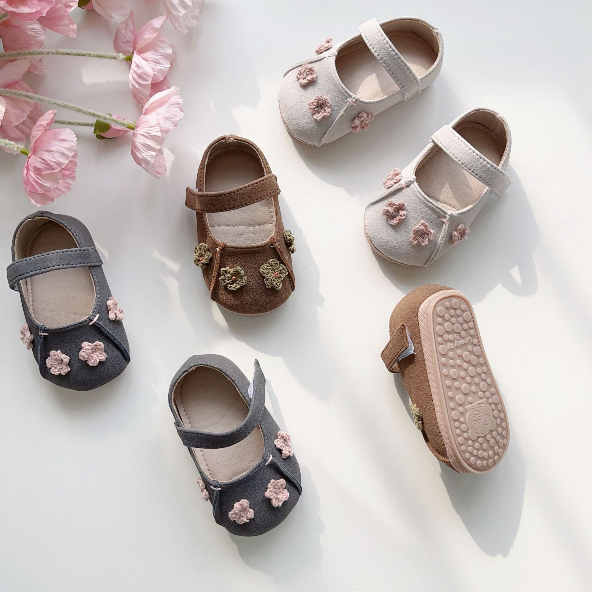Spring Baby Girl Fashion Flowers Pattern Toddler Soft-Sole Anti-slip Walking Shoes-4