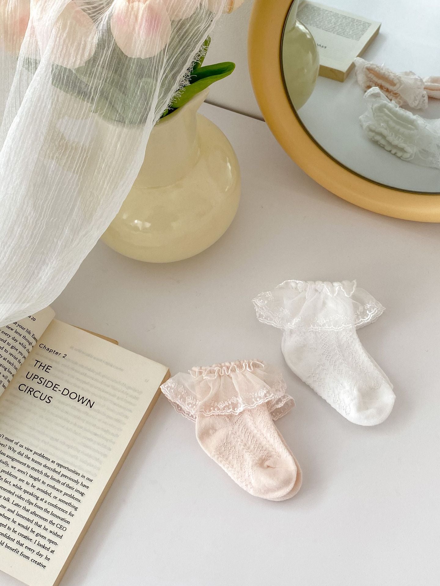 Pairs Summer Thin Breathable Socks For Girls: Baby Girls Princess Socks With Lace Trim-2