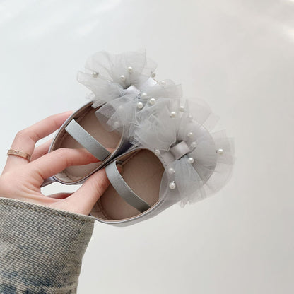 Spring and Summer Baby Girl Fashion Beaded Tulle Patchwork Toddler Soft-Sole Anti-slip Walking Shoes-1