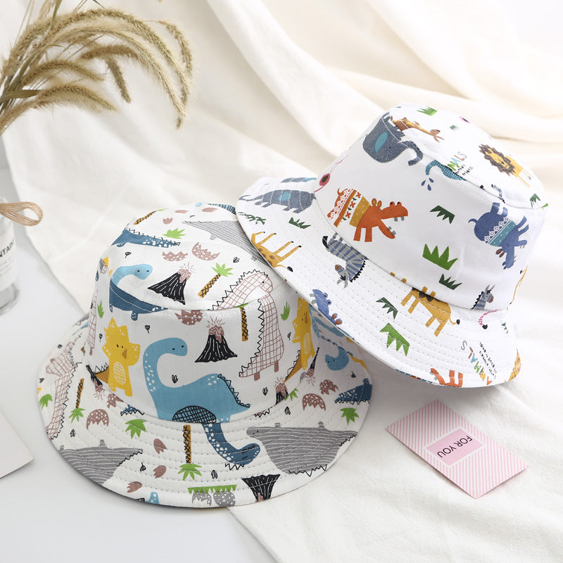 Baby Boy Cartoon Animal & Cactus Pattern Sunshade Bowl Hats-2