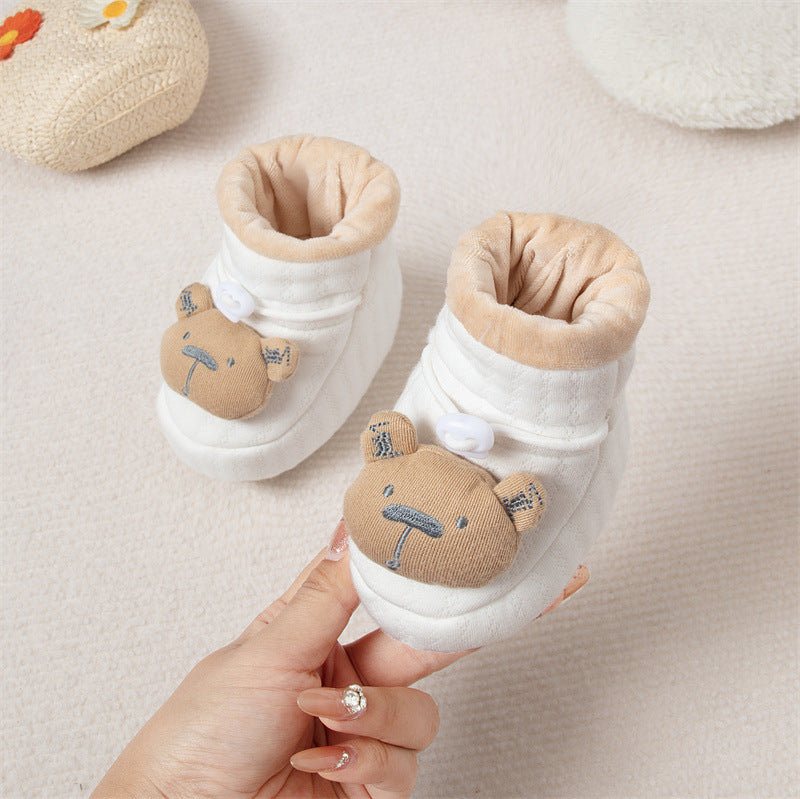 Autumn and Winter Anti-slip Soft Sole Baby Shoes with Fleece-lined Thick Cotton-padded Fabric-2