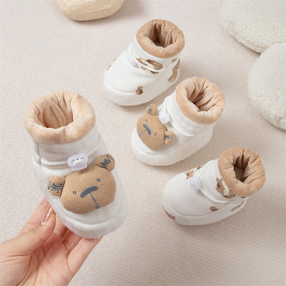 Autumn and Winter Anti-slip Soft Sole Baby Shoes with Fleece-lined Thick Cotton-padded Fabric-0