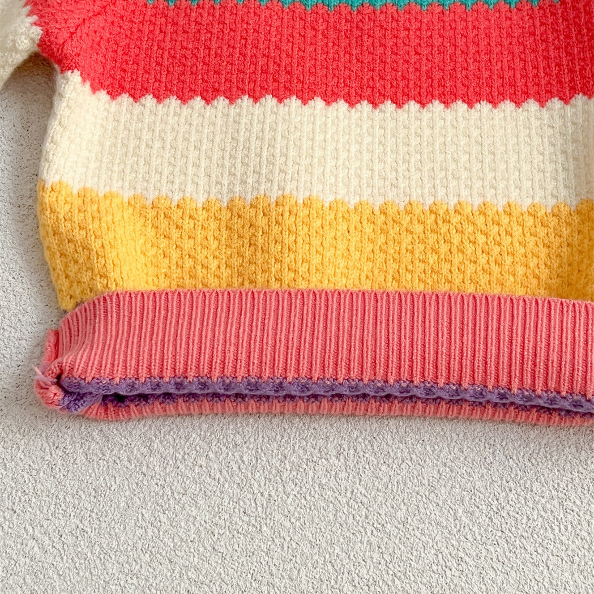 Baby Girl Rainbow Strips Knitting Pullover Sweater-3
