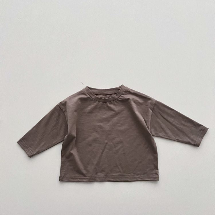 Baby Boy And Girl Solid Color Pullover Design Long-Sleeved Tops-3