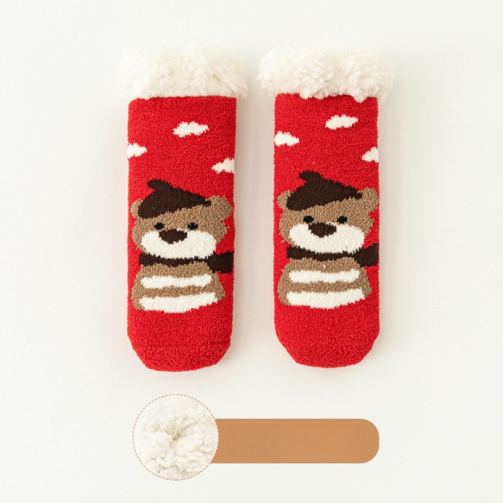 Baby Cartoon Pattern Thickened Lambswool Coral Fleece Socks-6