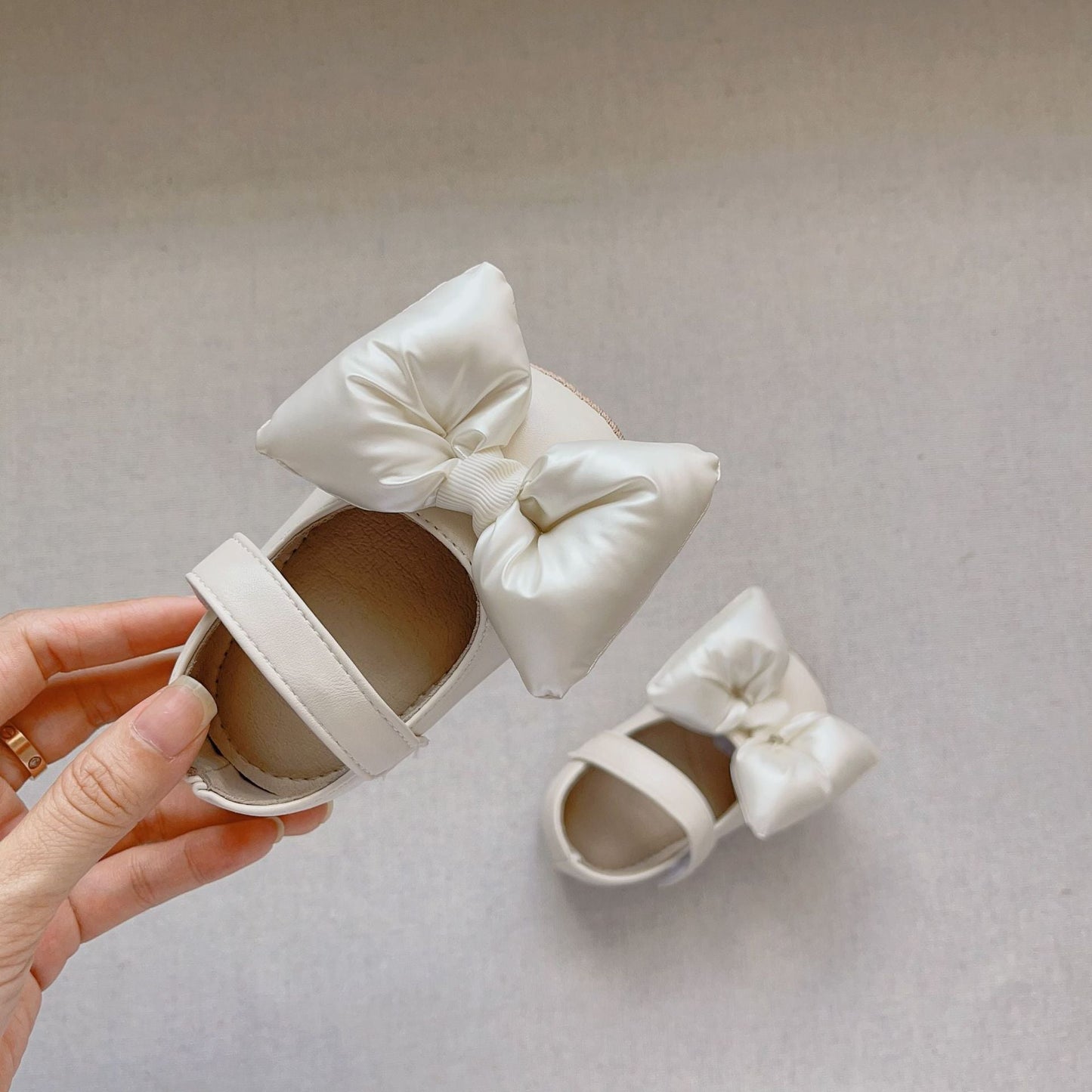 Autumn Baby Girl Butterfly Bow Attached Toddler Soft-Sole Anti-slip Walking Shoes-3