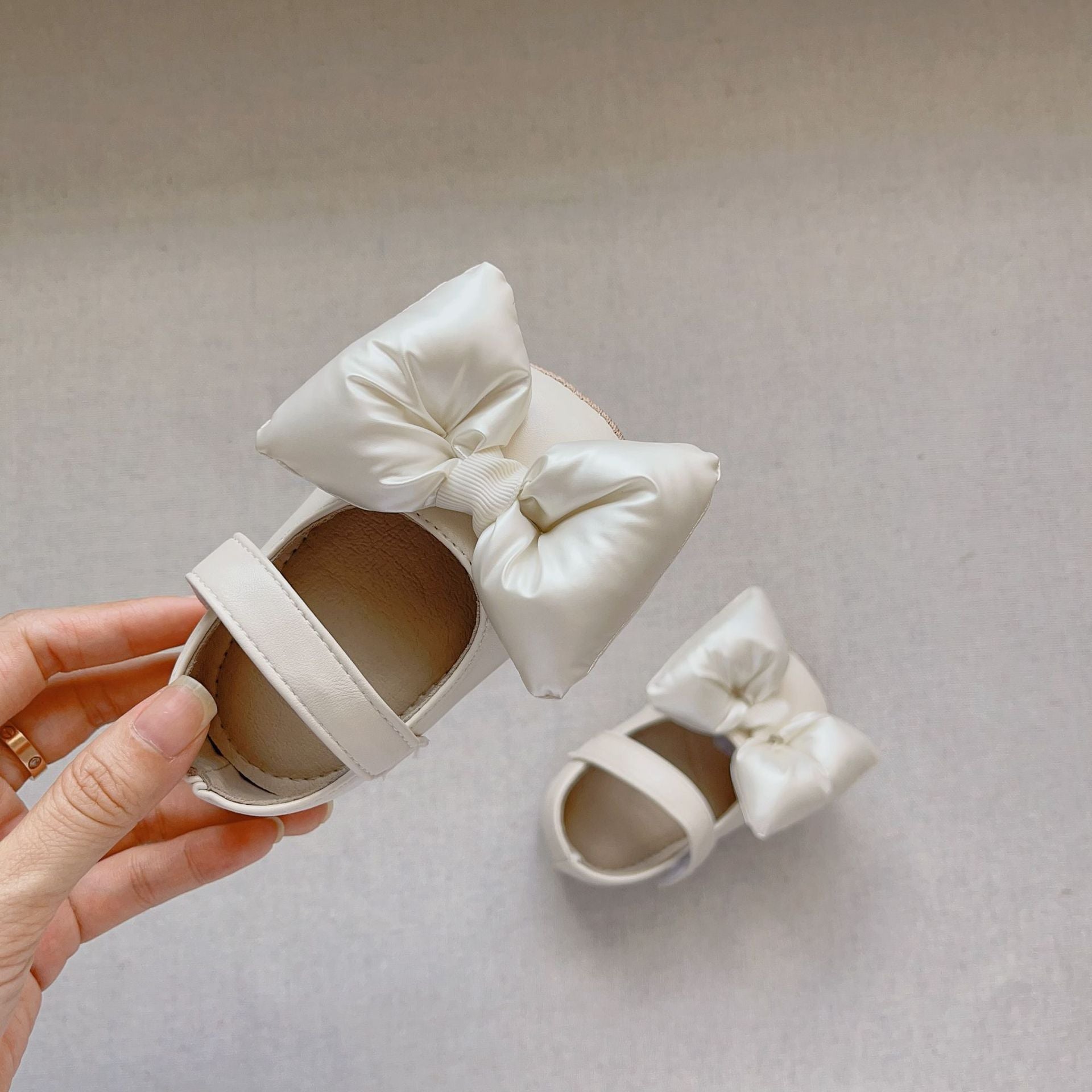 Autumn Baby Girl Butterfly Bow Attached Toddler Soft-Sole Anti-slip Walking Shoes-3