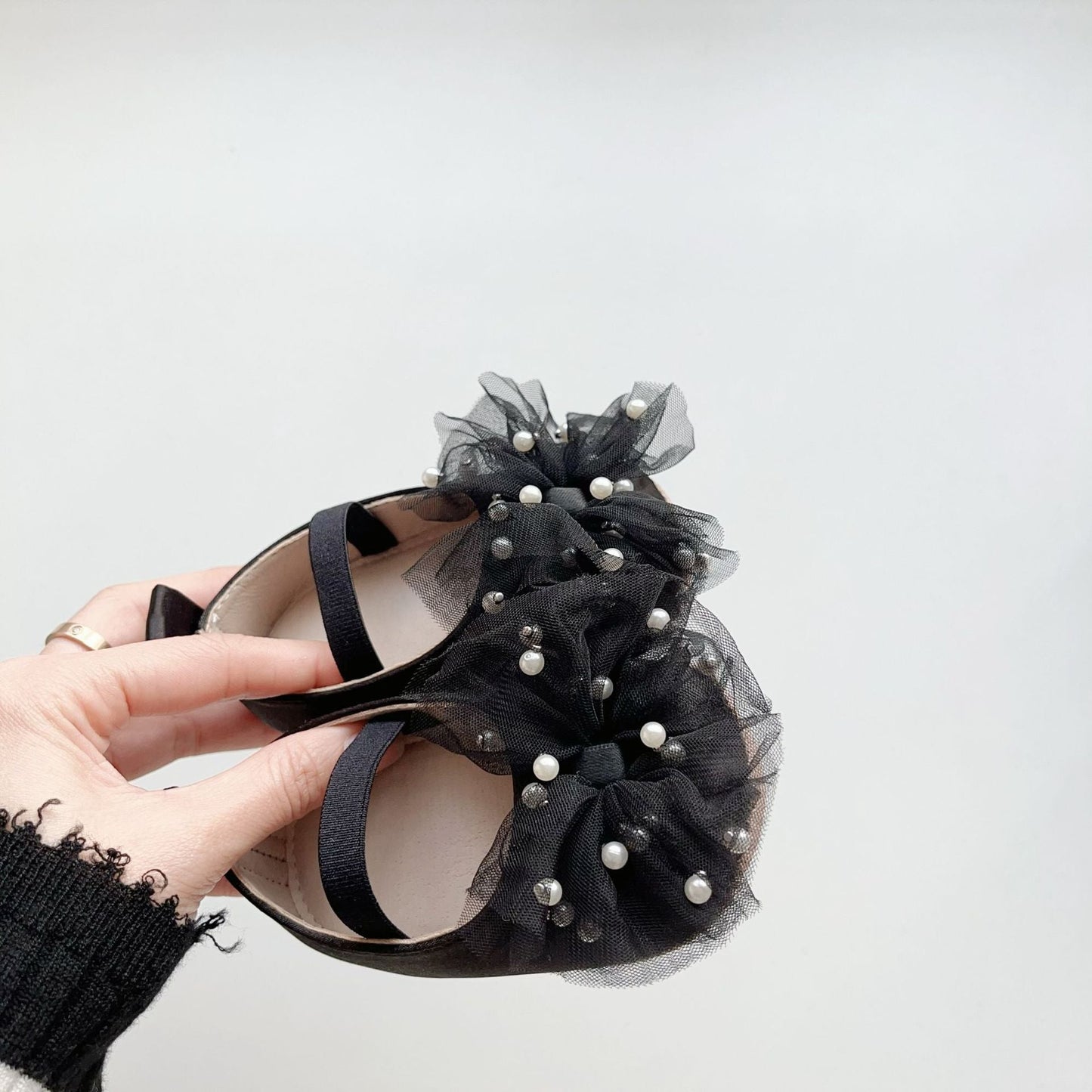 Spring and Summer Baby Girl Fashion Beaded Tulle Patchwork Toddler Soft-Sole Anti-slip Walking Shoes-2