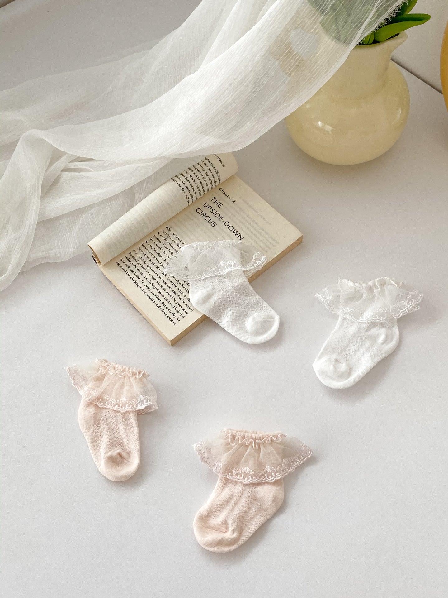 Pairs Summer Thin Breathable Socks For Girls: Baby Girls Princess Socks With Lace Trim-3