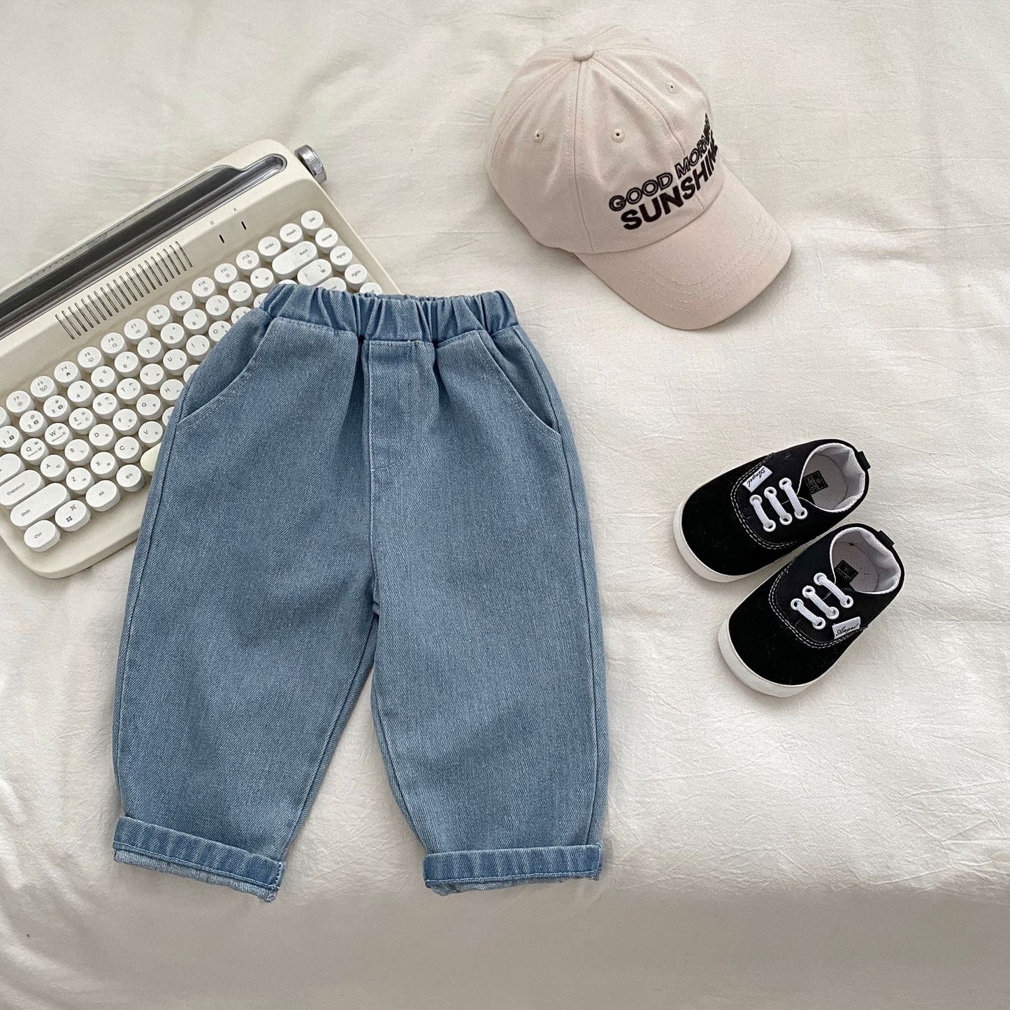 Arrival Autumn Baby Unisex Long Sleeves Striped Teddy Top Shirt and Denim Jeans – Matching Set-3