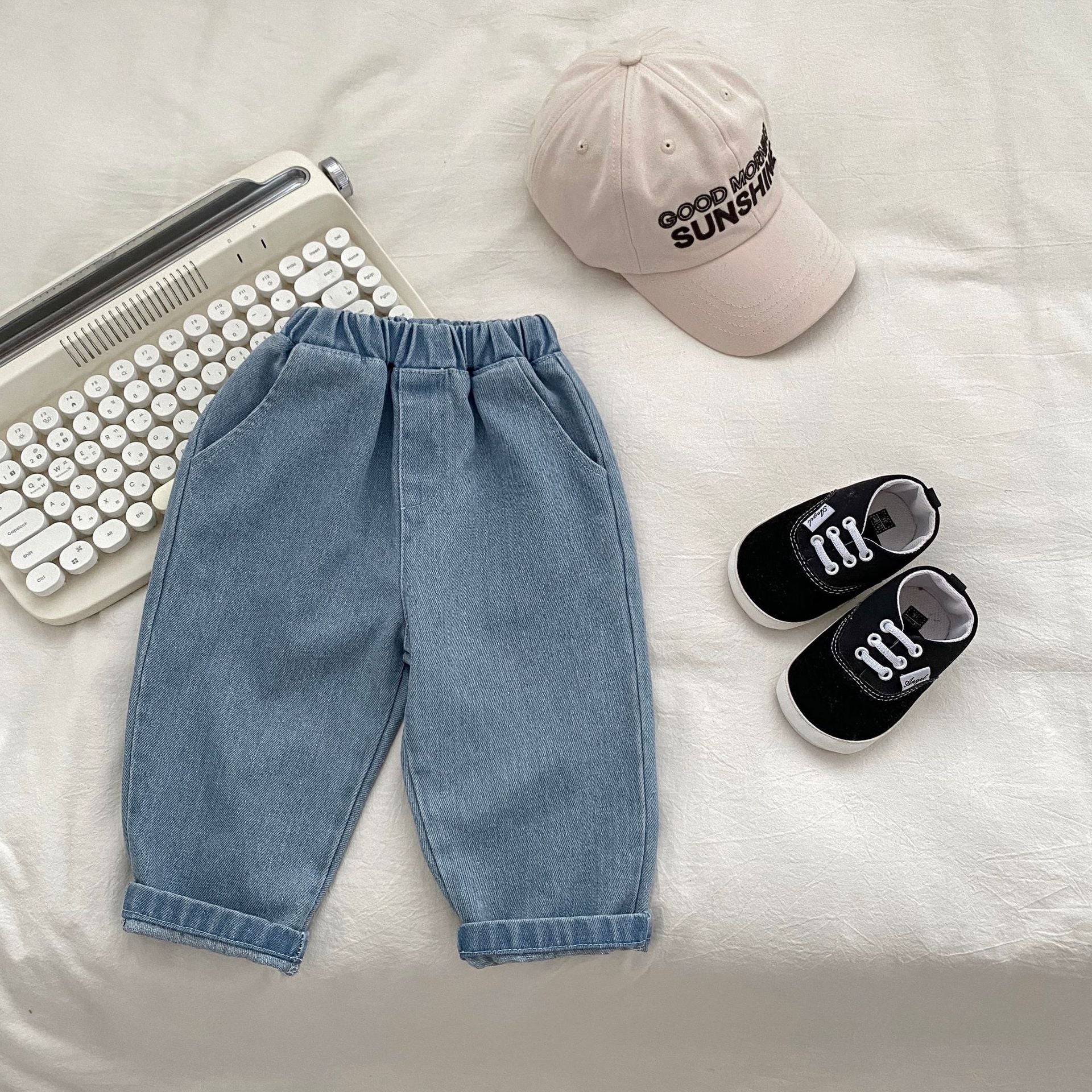 Arrival Autumn Baby Unisex Long Sleeves Striped Teddy Top Shirt and Denim Jeans – Matching Set-3