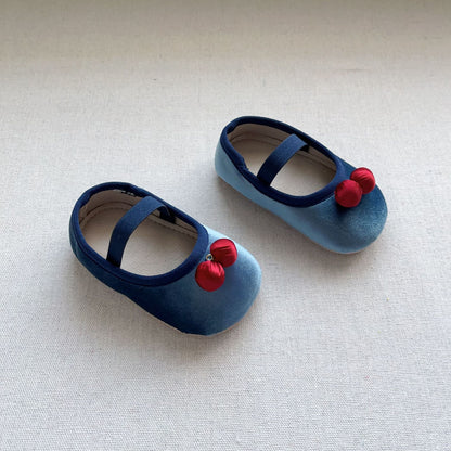 Autumn Baby Girl Vintage Design Double-Cherry Attached Toddler Soft-Sole Anti-slip Walking Shoes-4