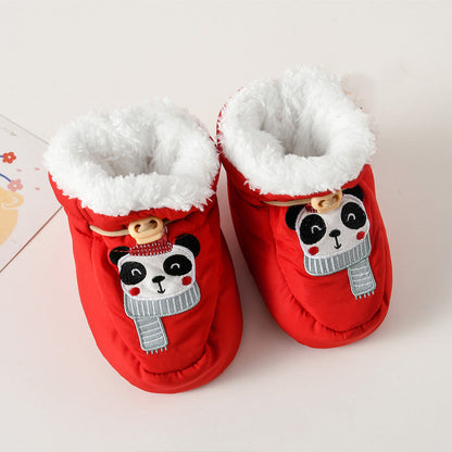 Arrival Baby Animals Cartoon Pattern Anti-slip Fleece-lined Toddler Cotton Shoes-2