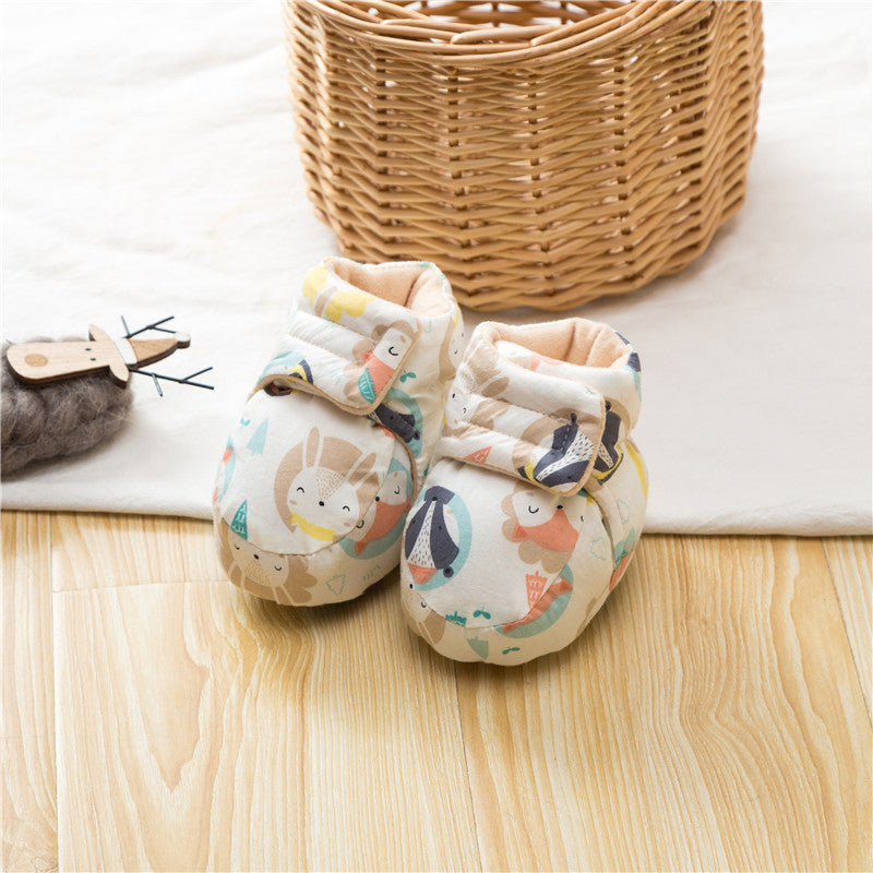 Winter Hot Selling Baby Animals Cartoon Print Fleece-lined Cotton Shoes-2