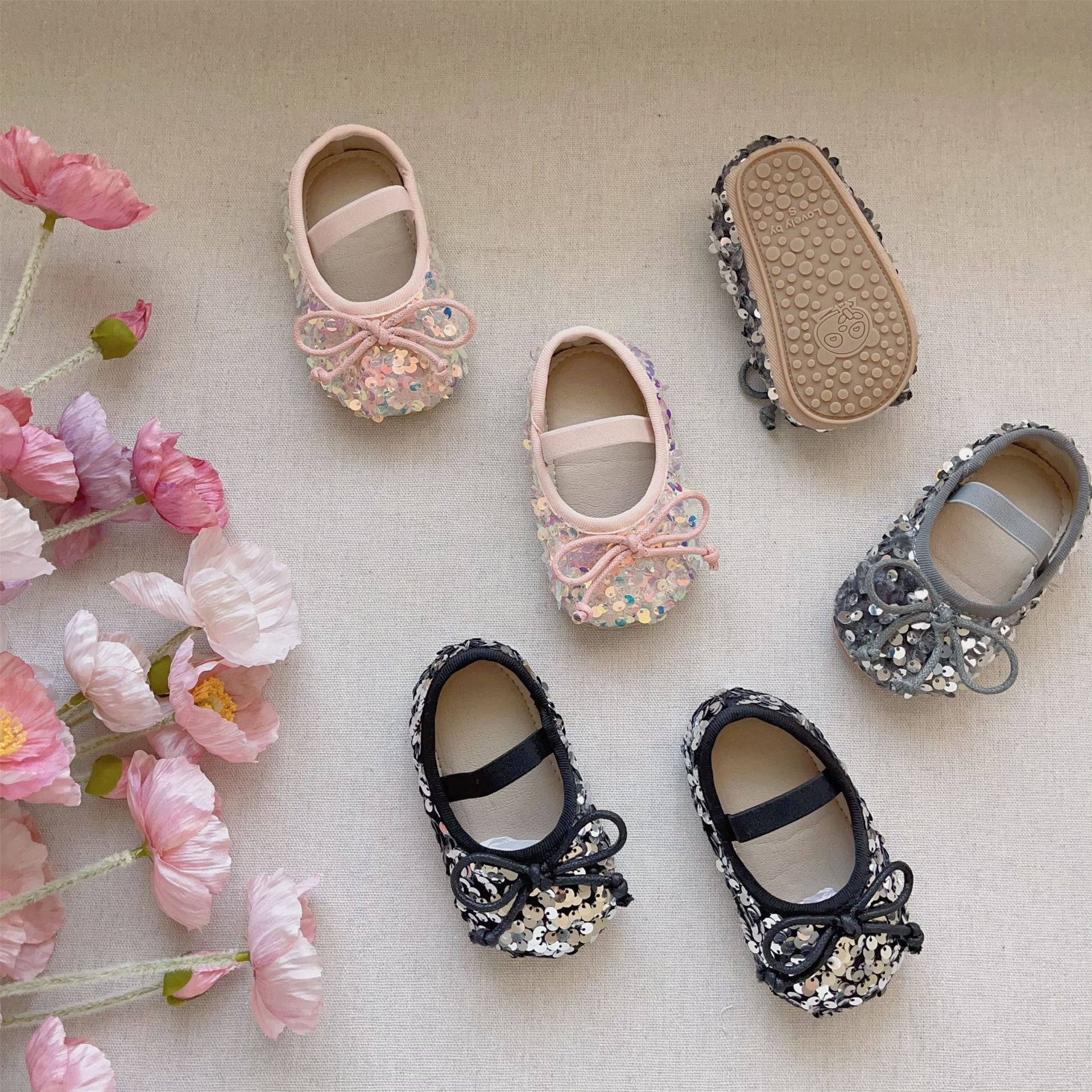 Autumn Baby Girl Sequin Design Toddler Soft-Sole Anti-slip Walking Shoes-3