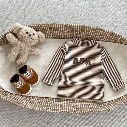 Arrival Autumn Baby Unisex Long Sleeves Striped Teddy Top Shirt and Denim Jeans – Matching Set-4
