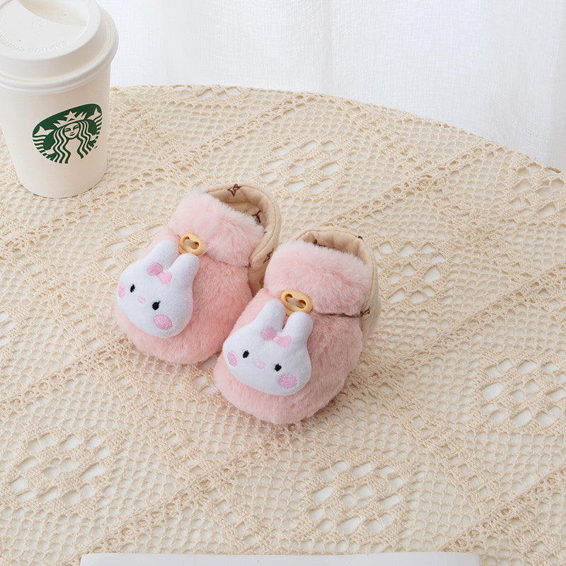 Winter Arrival Baby Animals Cartoon Pattern Anti-slip Fleece-lined Toddler Cotton Shoes-11