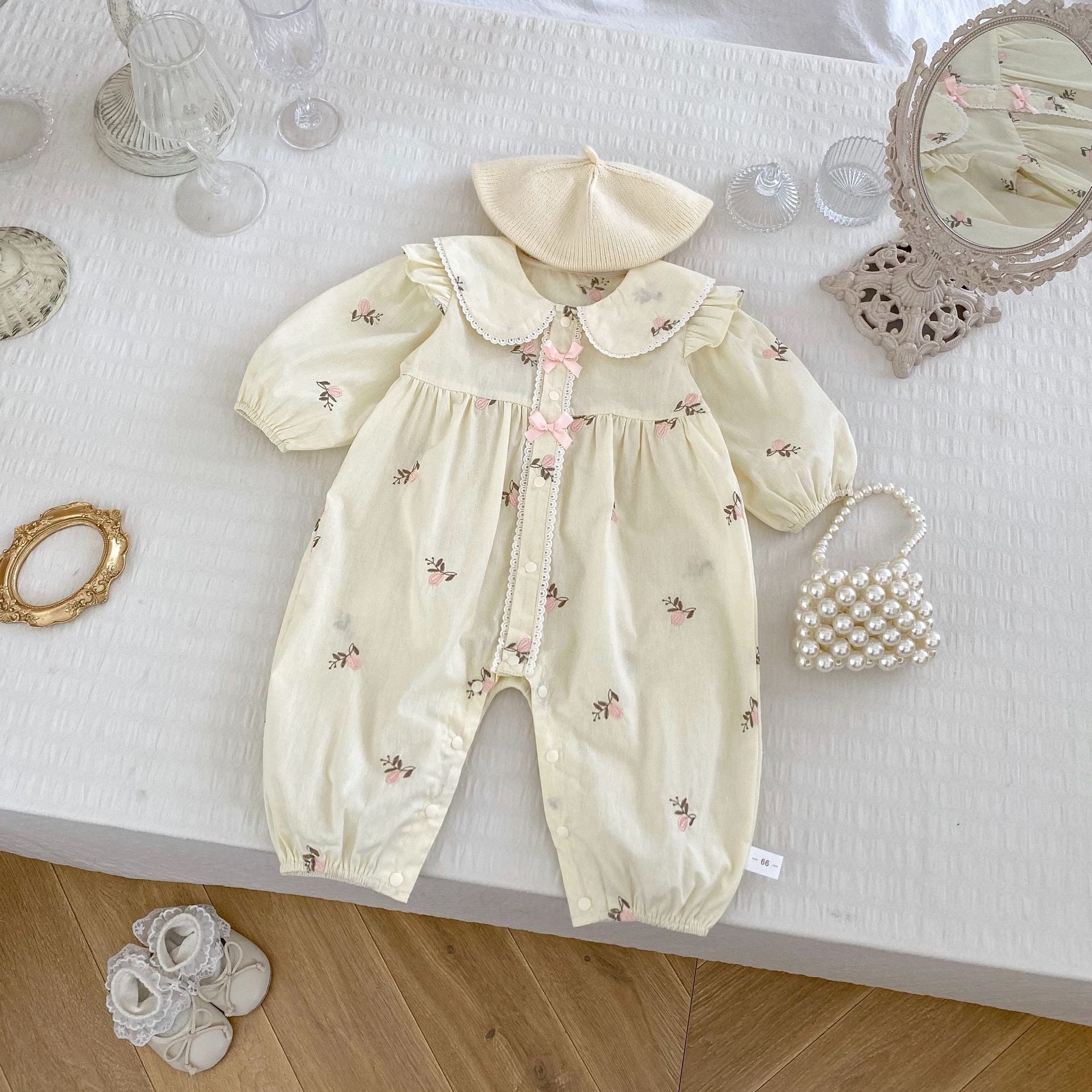 Arrival Spring Baby Kids Girls Long Sleeves Floral Print Rompers and Dress Clothing Sets – Princess Sister Matching Set-4