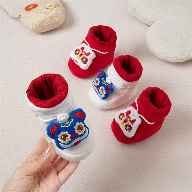 Winter Hot Selling Baby Animals Cartoon Pattern Thicken Cotton-padded Fleece-lined Warm Shoes-0