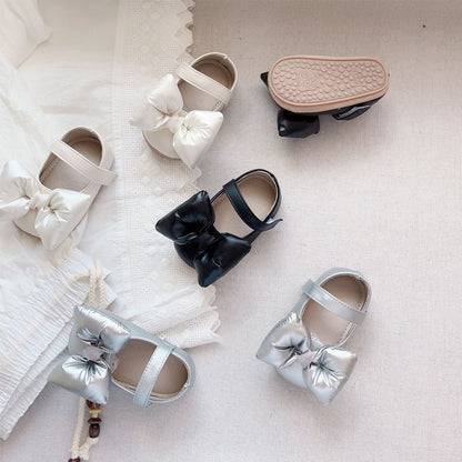 Autumn Baby Girl Butterfly Bow Attached Toddler Soft-Sole Anti-slip Walking Shoes-0