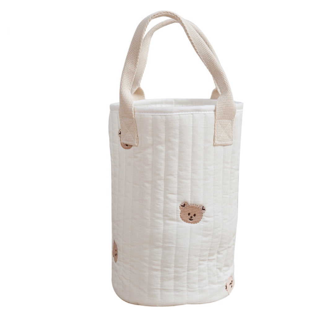 Baby Embroidered Pattern Baby Bottle Storage Mommy Handbag With Compartment-10