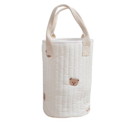 Baby Embroidered Pattern Baby Bottle Storage Mommy Handbag With Compartment-10