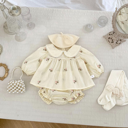 Arrival Spring Baby Kids Girls Long Sleeves Floral Print Rompers and Dress Clothing Sets – Princess Sister Matching Set-5